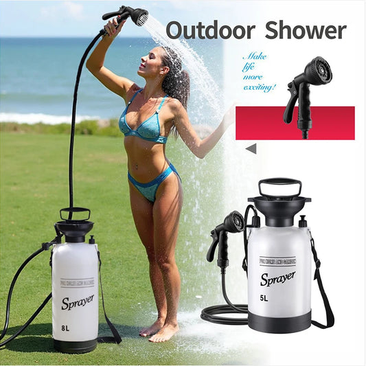 1PCS Outdoor Manual Camping Shower,3/5/8L Multi-functional Shower Pump