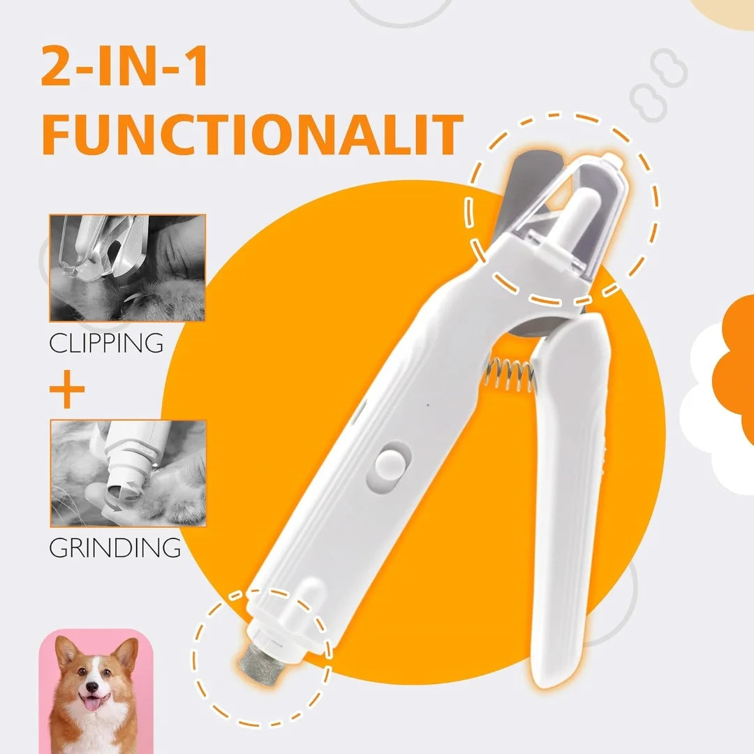 Pet Nail Clippers, Quiet Pet Nail Grinder with 2 LED Lights for Large
