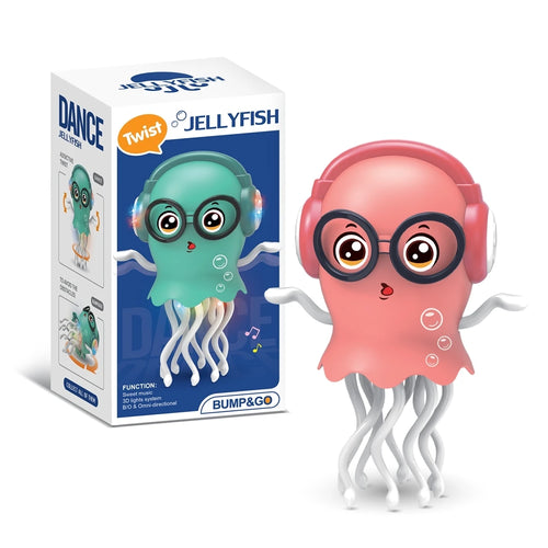 An electrically-powered crawling dancing jellyfish toy, an octopus