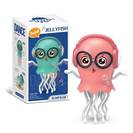An electrically-powered crawling dancing jellyfish toy, an octopus