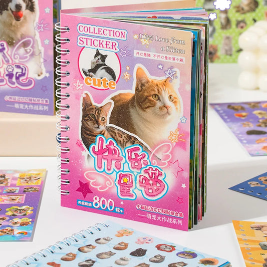 30pcs/bag Cute Pet Battle Cut-Out Coil Sticker Book DIY Handbook