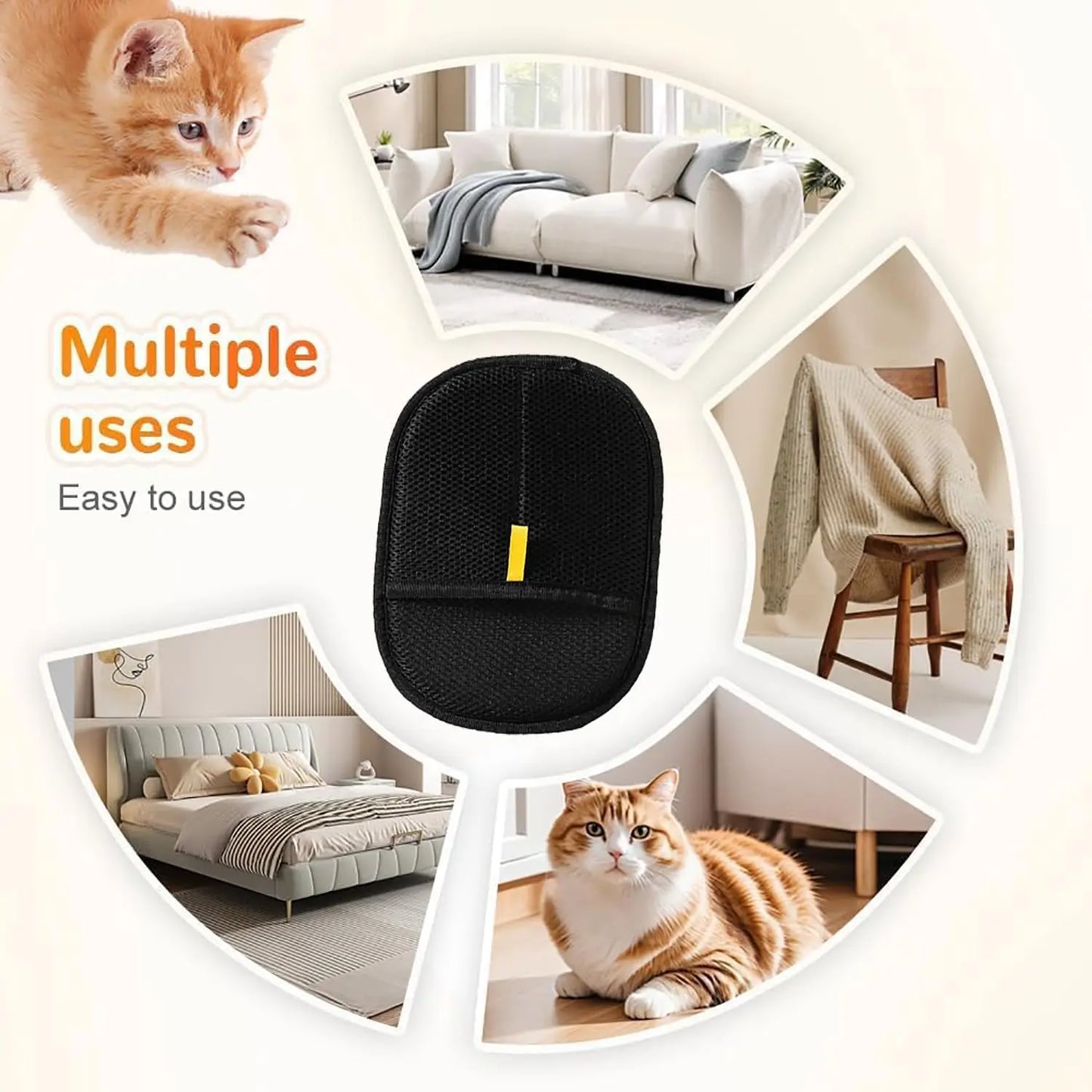 Magic Pet Static Hair Removal Gloves  Brush Hair Remover  Cat Hair