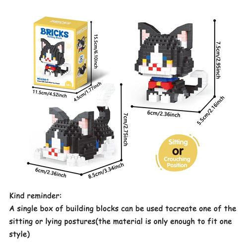 Micro Mini Super Cute Micro Cat Building Kit Tiny Pet Series Doll