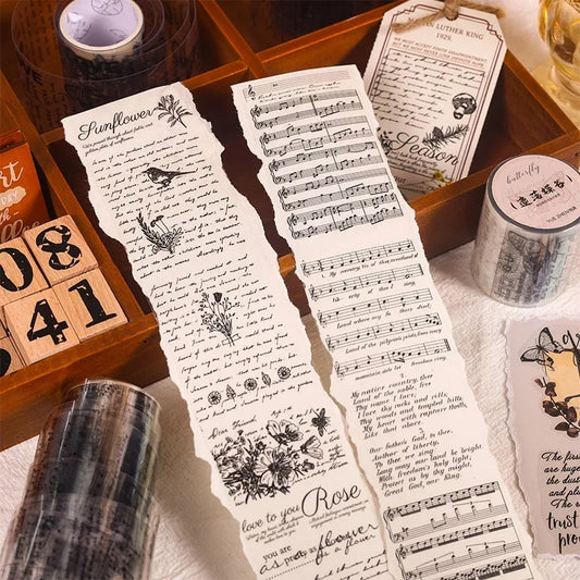 Journamm 50mm*3m Vintage Letters PET Tapes DIY Scrapbooking Planners