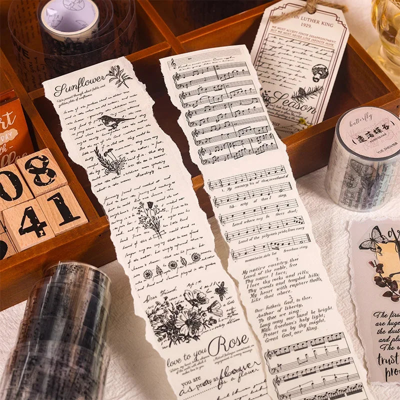 Journamm 50mm*3m Vintage Letters PET Tapes DIY Scrapbooking Planners