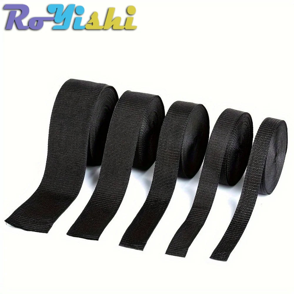 5 Yards 10-50mm Black Nylon Webbing Tape Backpack Strap Pet Collar