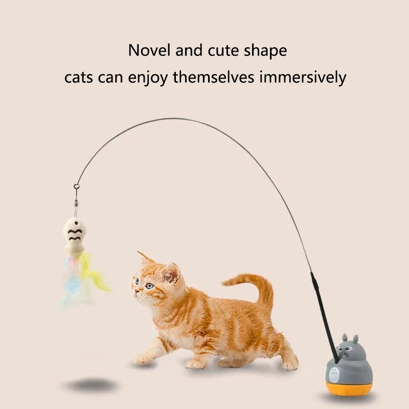 Chinchilla cat funny cat stick steel wire long pole feather cute cat