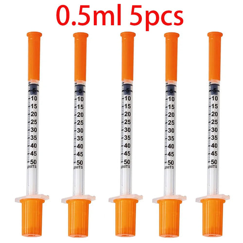 30Pcs 0.5Ml/1Ml Disposable Plastic Veterinary Syringes with Needles,