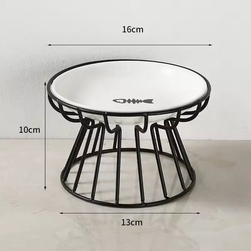 Ceramic Raised Pet Bowl Food Water Bowls with Rack for Cats Dogs