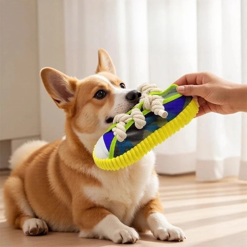 Dog Squeak Toy Teeth Grinding Bite Resistant Slippers Shape Puppy Chew