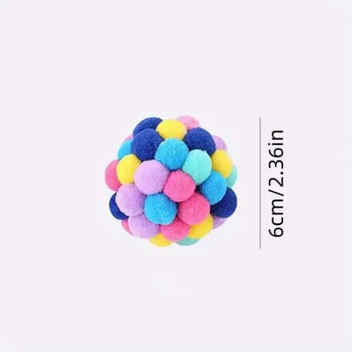 Cat Toys Pet Toy Cat Plush Ball Toys Pet Bouncy Bell Ball Toy Colorful