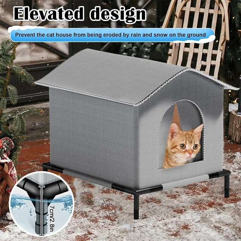 Stray Cat Houses with Mat Waterproof Winter Warm Shelter Foldable Pet