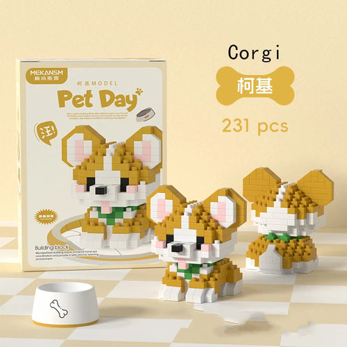 Mini Cute Pet Cat Series Cute Ragdoll Siamese Cat Brick Corgi Husky