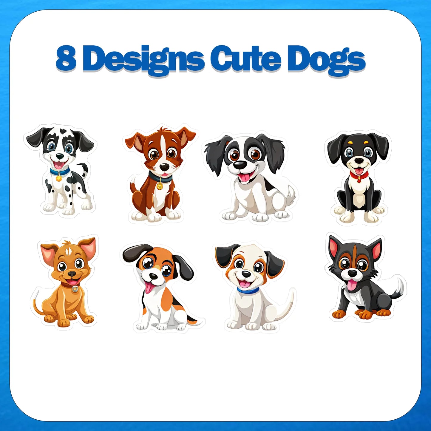 500Pcs/Roll Cute Pet Dogs Stickers 2.5cm/1.0'' 8 Designs Decals Diy
