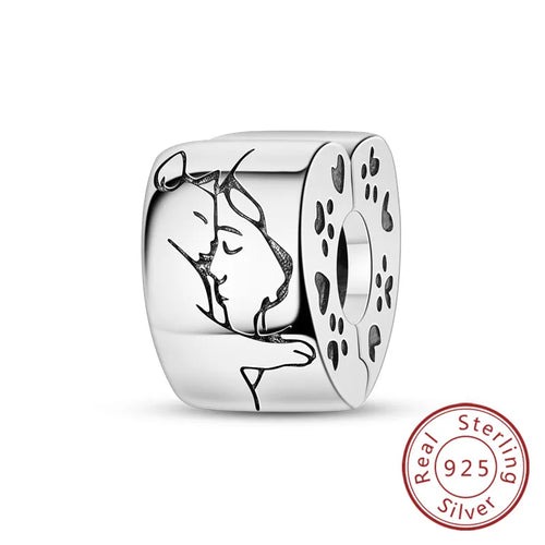 Charms 925 Sterling Silver Dog Cat Paw Print Love Pets Charms Beads