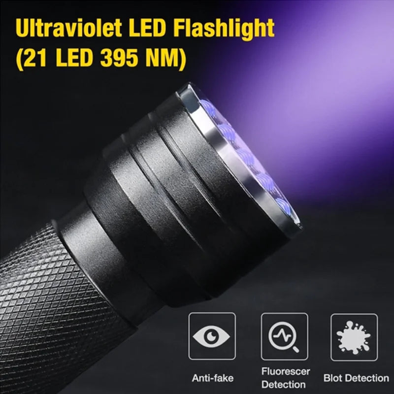21 LED UV Ultraviolet Flashlight Blacklight 395NM Mini Torch Flash