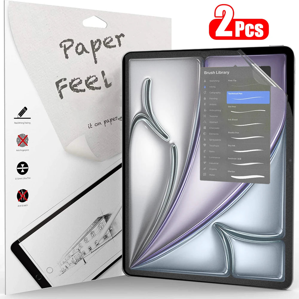 2Pcs Paper Feel Like Screen Protector for iPad Air 11 M2 M3 Pro 13 M4