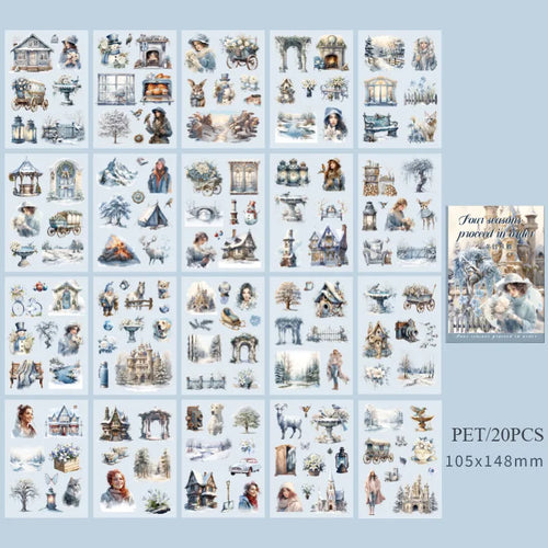 20Sheets PET Stickers Season Series PET Decorative Stickers Diary