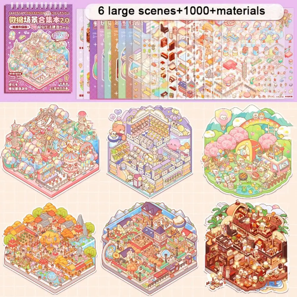 New PET Miniature Scene Collection Cartoon DIY 3D Pocket Cabin Scene