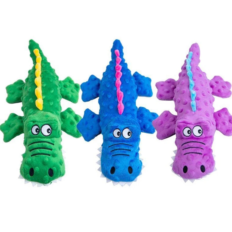 Soft Plush Pet Dog Squeaky Chew Toys Stuffed Crocodile for Small Large