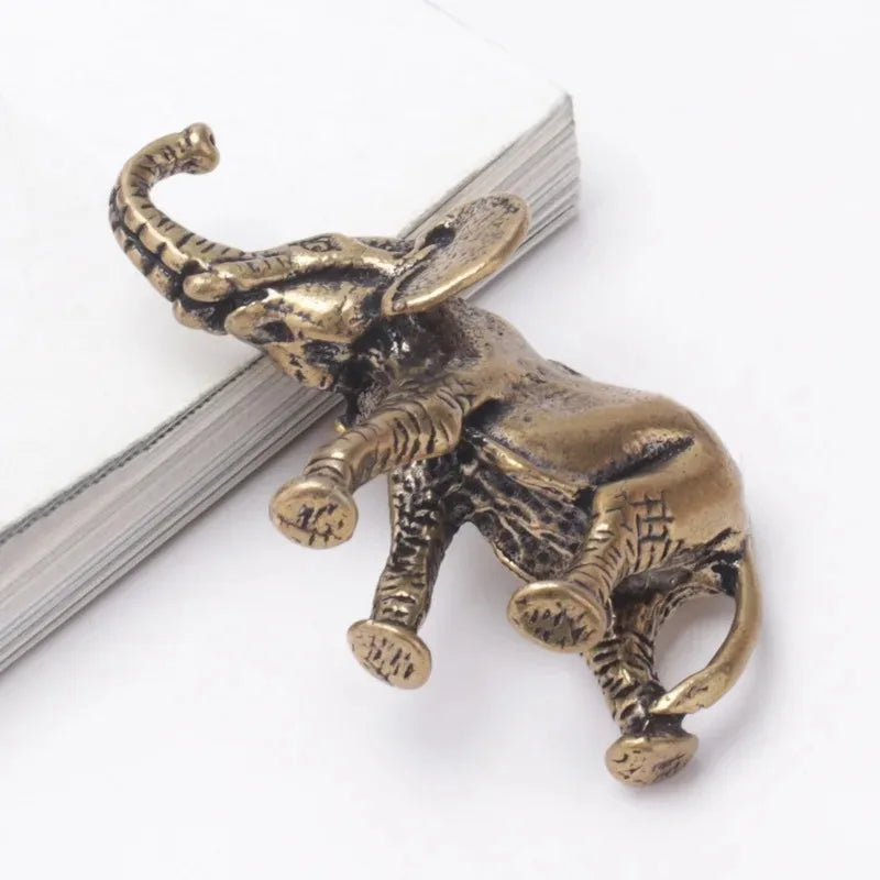 Antique Bronze Minature Elephant Figurines Tea Pet Table Ornament