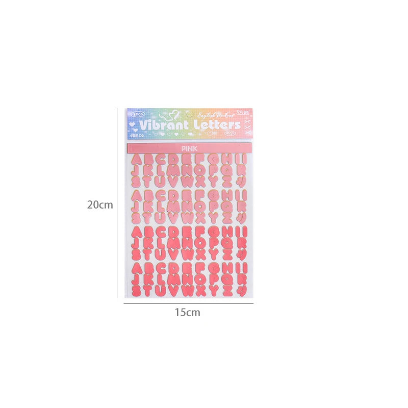 2Style 8Pcs/pack vibrant letters waterproof PET cut film handbook