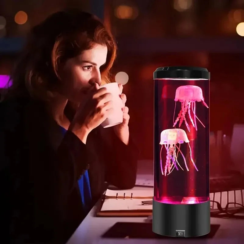Jellyfish Lava Lamp Aquarium Ocean Night Lights 7Colors LED Jellyfish