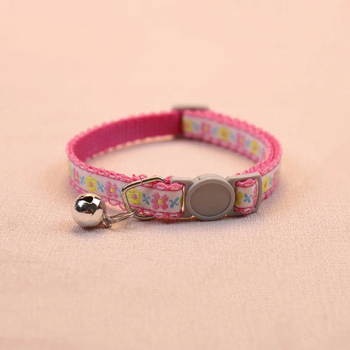 Hand Knitting Flower Pet Collar With Bell Colorful Retro Style Cat