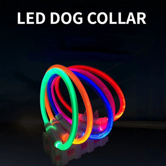 LED Pet Luminous Collar USB Charging Collar Teddy Anti Lost Collar Dog
