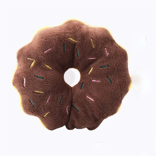 Soft Donuts Plush Dog Toy Puppy Chew Squeaky Sound Toy Small Medium