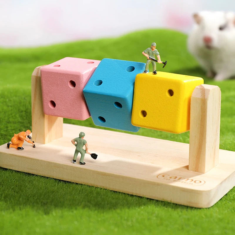 1pc Funny Colorful Wooden Rubik's Cube-shaped Interactive Chewing Toy