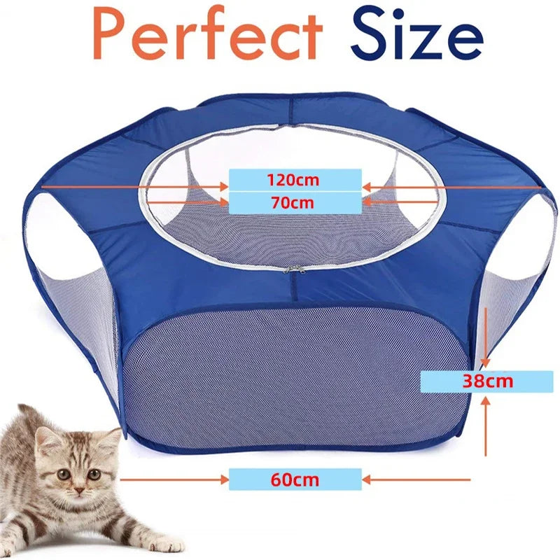 Portable Small Pet Cage Transparent Cat and Dog Cage Tent Pet Playpen