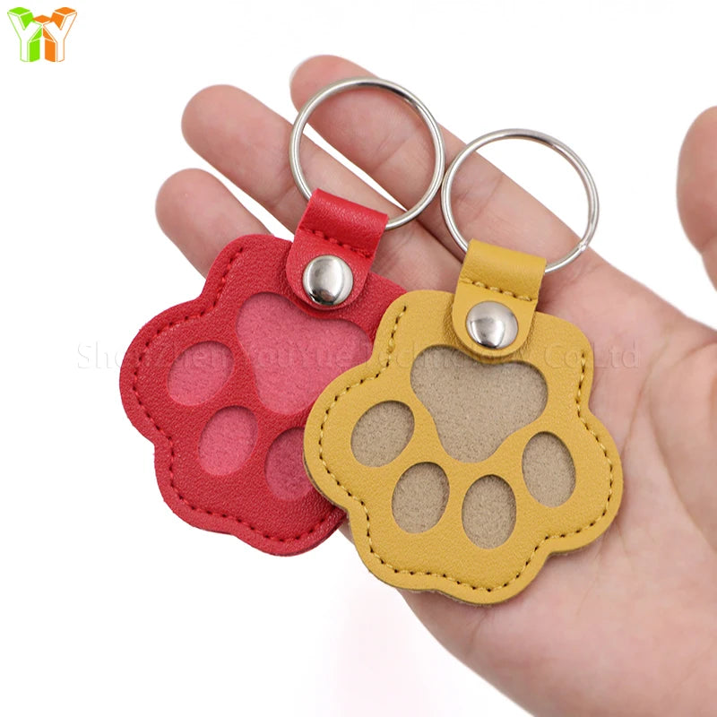 Memorial Leather Pet Hair Storage Bag Cat Paw Keychain Multifunctional