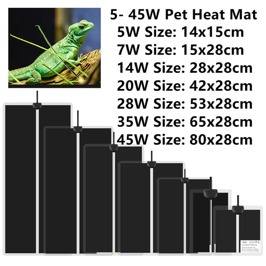 5-45W Reptiles Heat Mat Terrarium Climbing Pet Heating Warm Pads
