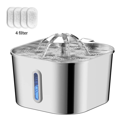 2.2L/74OZ Automatic Cat Fountain Stainless Steel Pet Water Dispenser