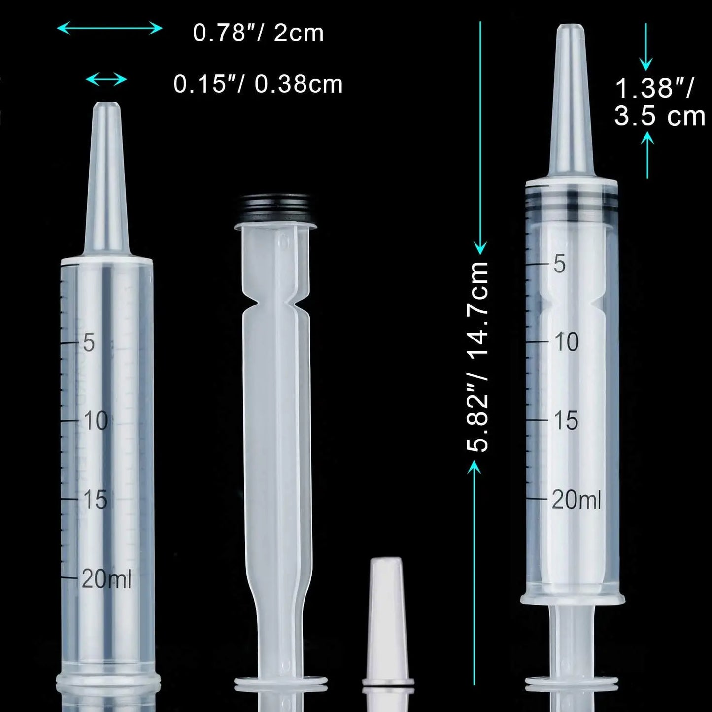 5 10 20 30 Without Needle！20ml Plastic Reusable Syringe Measuring