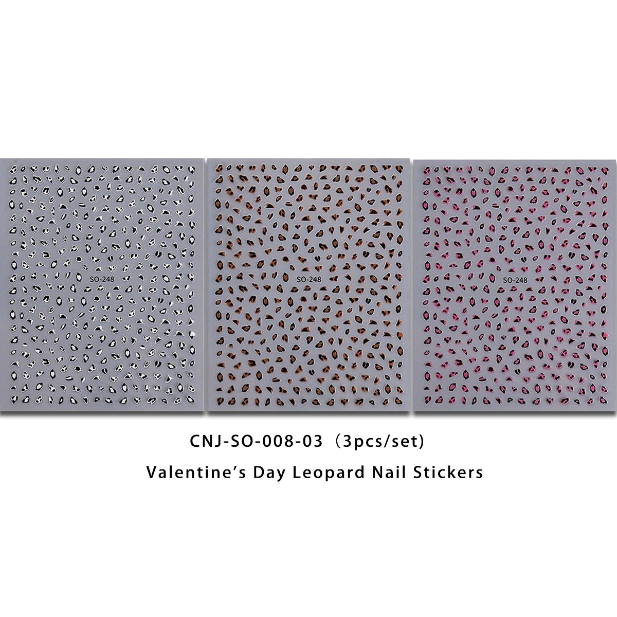 3PCS Meilad leopard print nail stickers, easy to apply for DIY nail