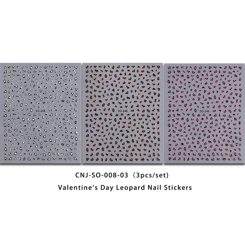 3PCS Meilad leopard print nail stickers, easy to apply for DIY nail