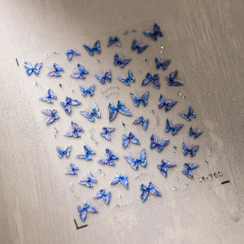 1Pcs 5D Embossed Aurora Butterfly Nail Art Stickers Self Adhesive