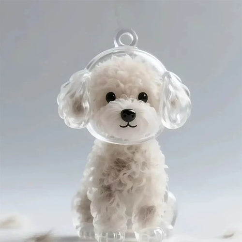 Cute Clear Puppy Hair Memorial DIY Pendant Keychain Decor Keepsake