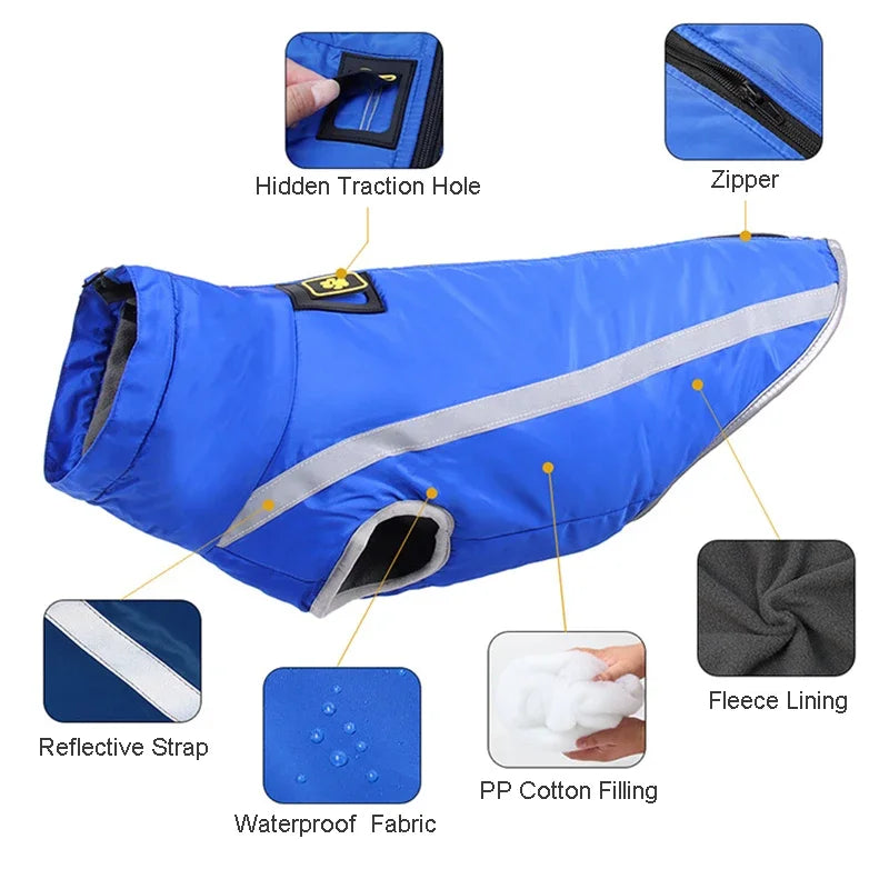 Waterproof Dog Clothes for Large Dogs Winter Warm Big Dog Jackets