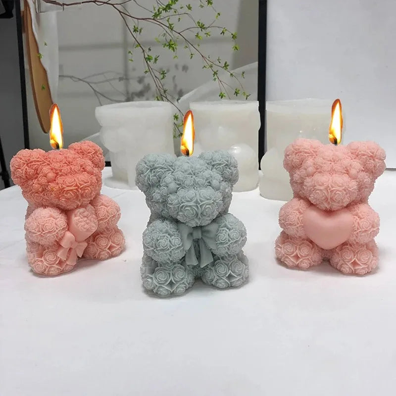 3D Bear Hug Love Silicone Candle Mold Diy Cute Bear Pet Candle Making