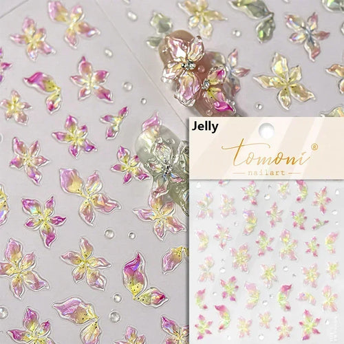 1piece 5Dcute tulip flower nail stickers high quality self-adhesive