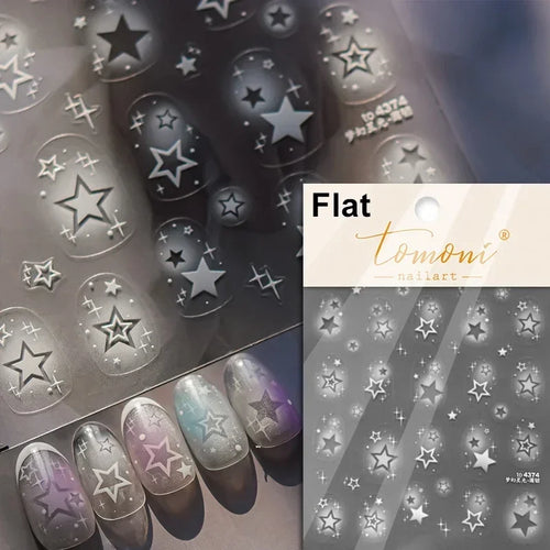 1pcs 5D Relief Kawaii Colorful Star Nail Art Stickers Multi Macaron
