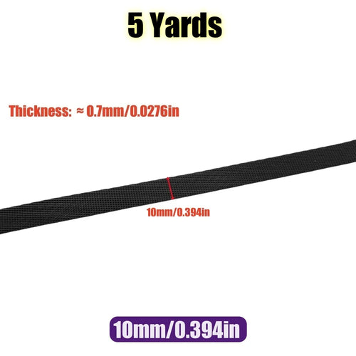 5 Yards 10-50mm Black Nylon Webbing Tape Backpack Strap Pet Collar