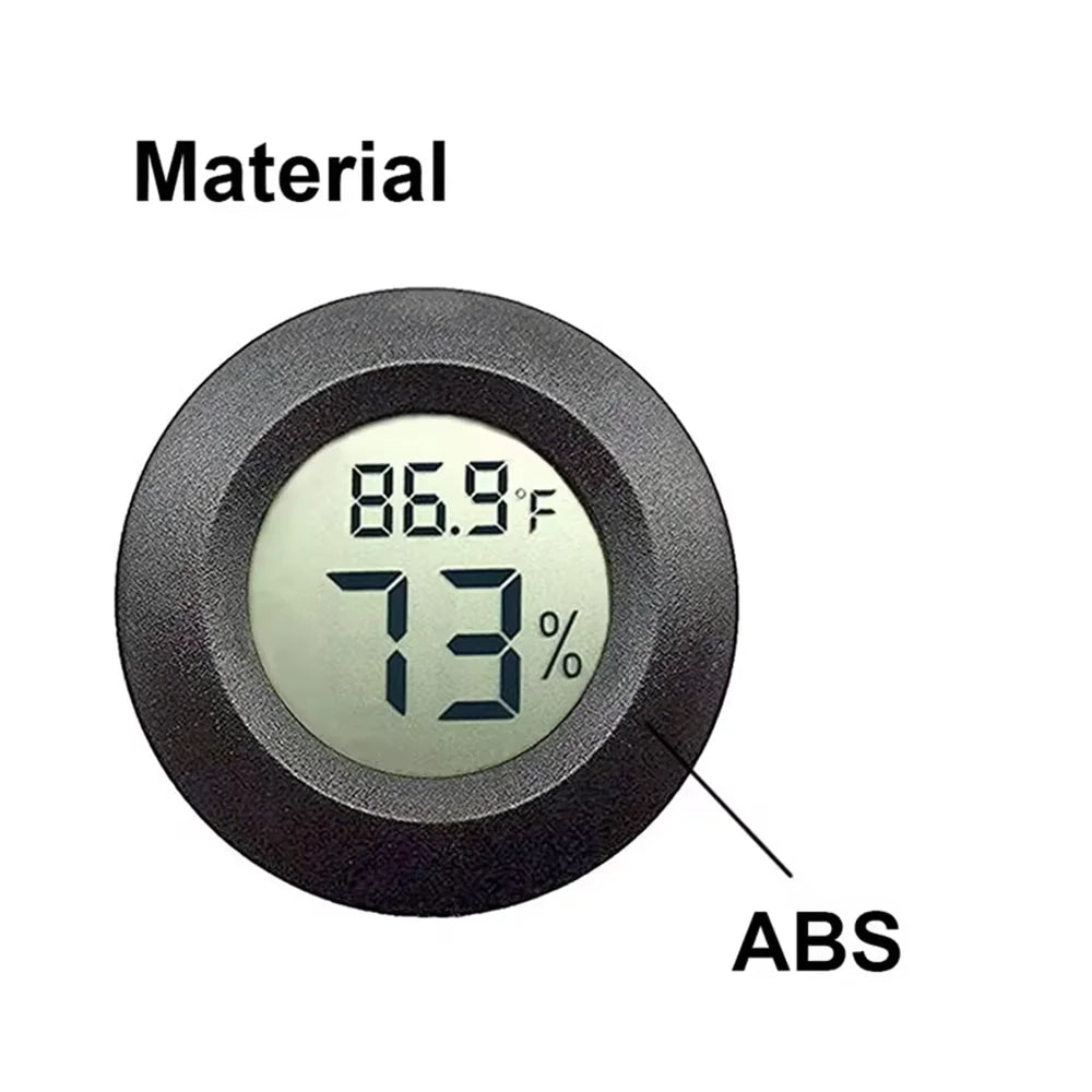 Round Digital LCD Thermometer For Car Indoor Room Cigar Wine Cabinet