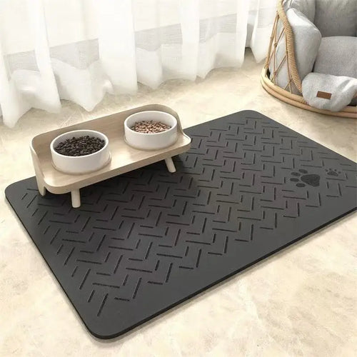 Winter Feeding Mat-Absorbent Pet Placemat for Food and Water Bowl with