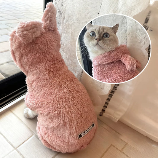 Fleece Warm Cat Costume For Winter Autumn Cute Soft Cats Clothes For