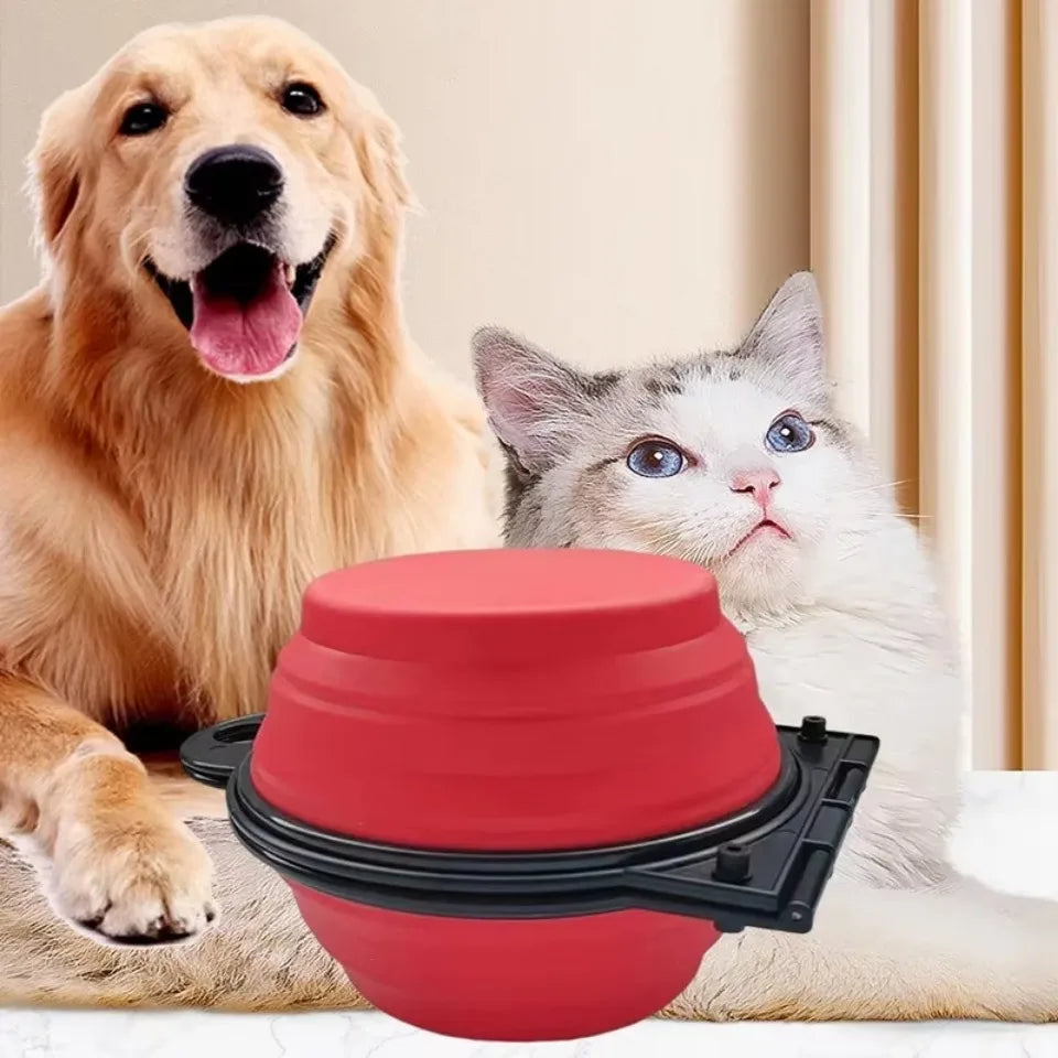 1-piece 2-in-1 foldable dual bowl feeding bowl portable outdoor travel