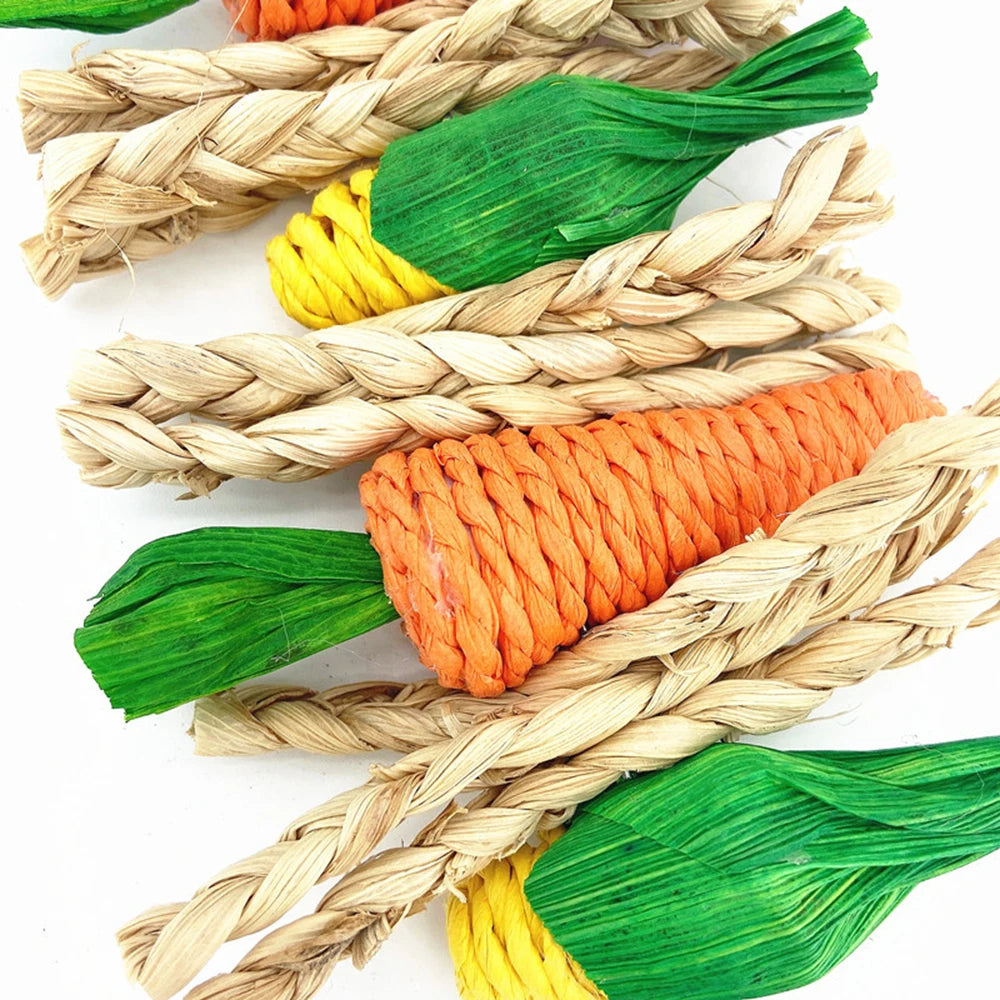 Small pet chewing toy hamster rabbit hand woven carrot corn vine ball